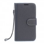 Wholesale Samsung Galaxy S6 Classic Flip Leather Wallet Case with Strap (Black)